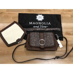 Magnolia and Vine Brown and Sheep Wool Fleece Crossbody Bag Purse (New)